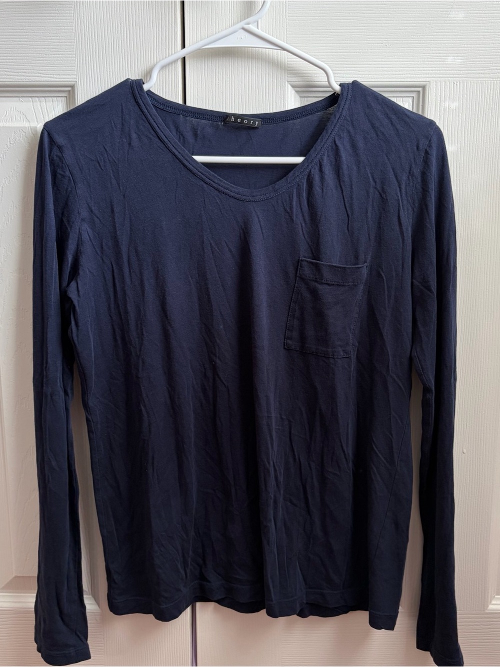 Theory Dark Navy Long Sleeve Pocket Top